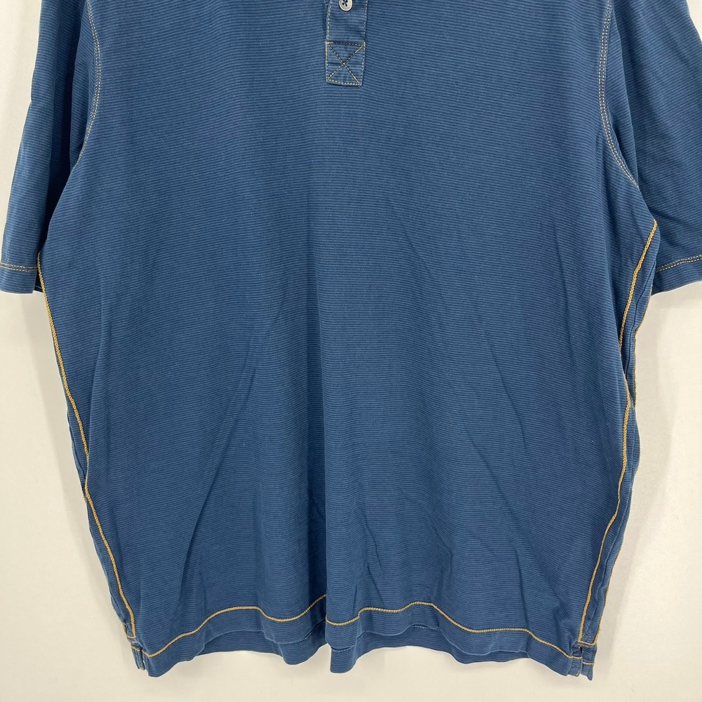 Johnston & Murphy Mens XL Blue Micro Stripe Contrast Stitch Short Sleeve Polo - Picture 8 of 11